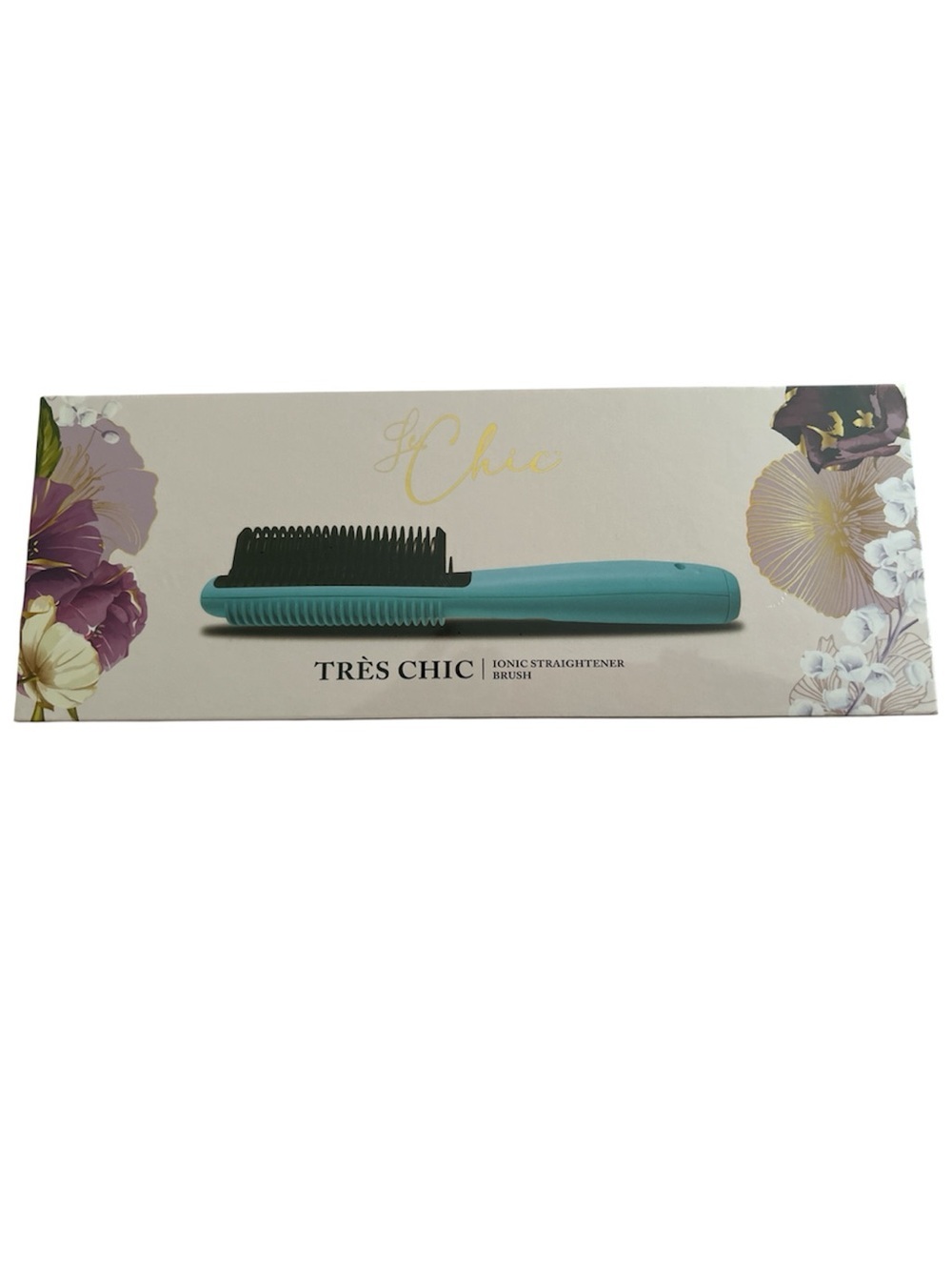 NIB Le Chic Très Chic Ionic Hair Straightener Brush Teal Ceramic Heated Comb NEW
